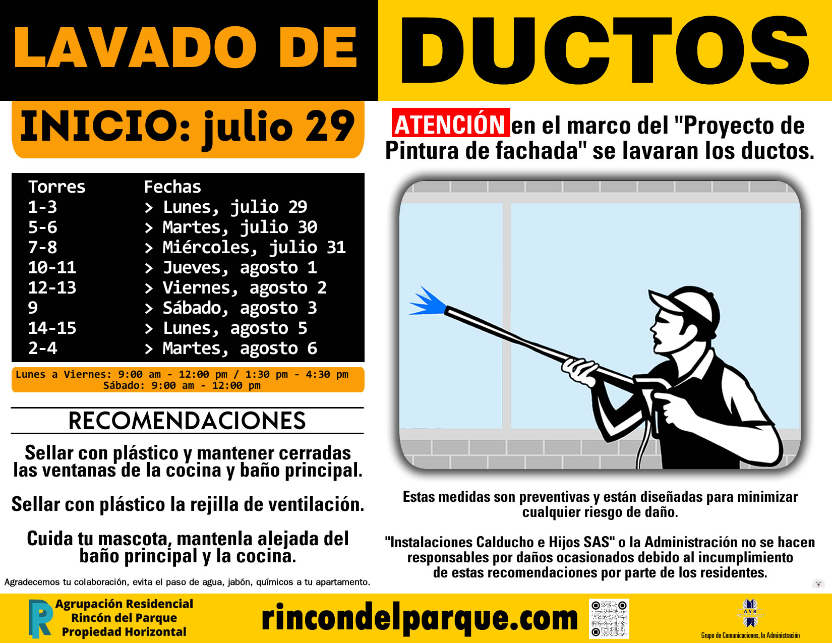 2024-07-25, Comunicado: Lavado de Ductos