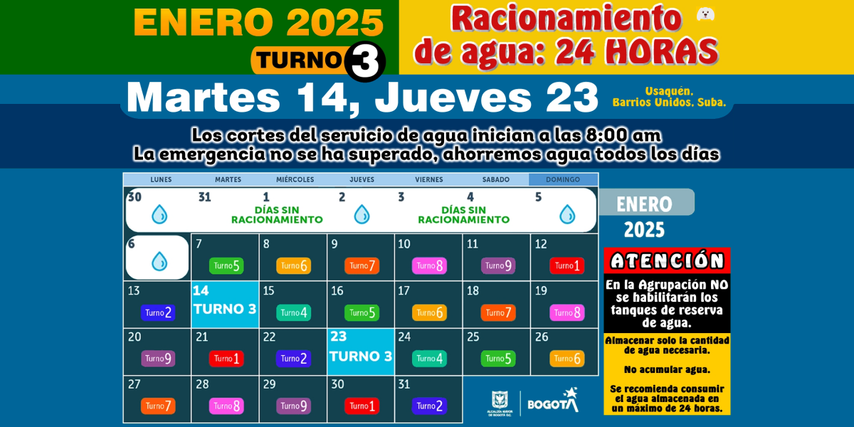 2025-01-07, Comunicado: Racionamiento de Agua, Enero 2025