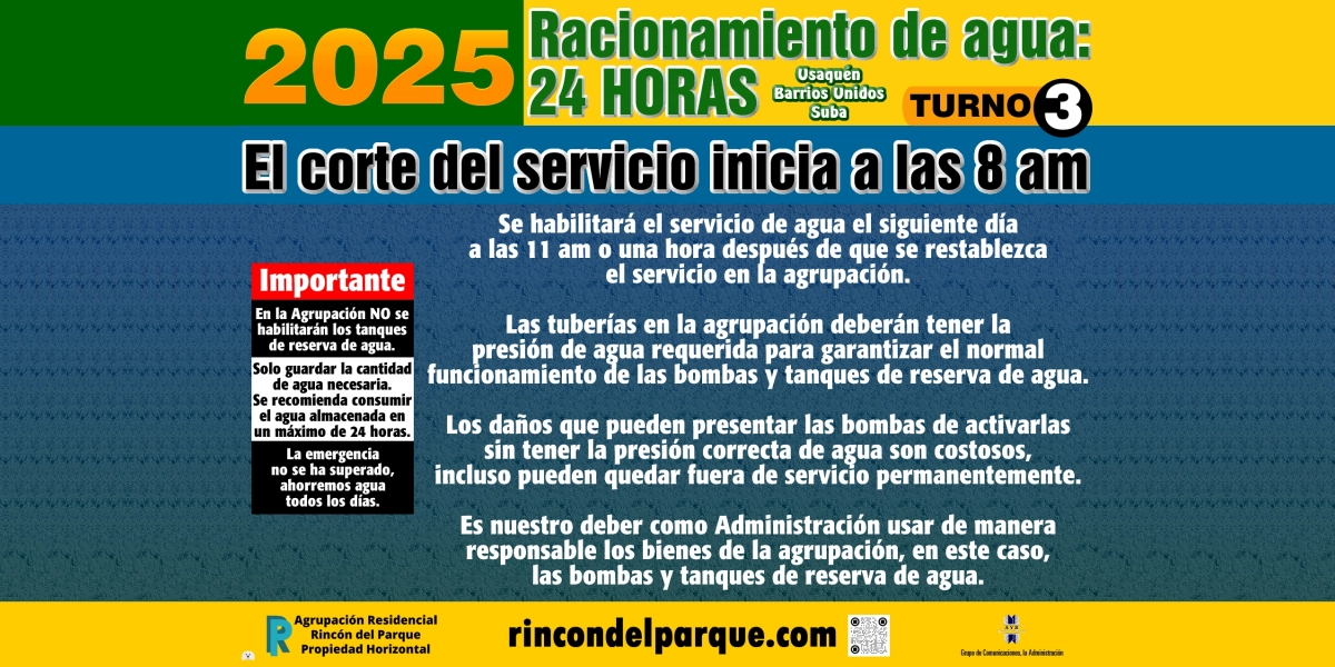 2025-02-17, Comunicado: Racionamiento de Agua